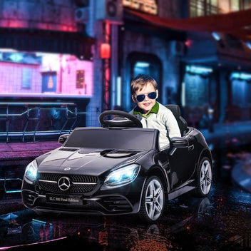 Lasten sähköauto Mercedes SLC 300, kaukosäädin, LED-valot ja musiikki, 3–6 v, musta