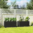 Syvät metalliset kasvatuslaatikot, 2 kpl, 120 x 60 x 60 cm, tummanharmaa
