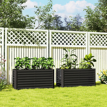 Syvät metalliset kasvatuslaatikot, 2 kpl, 120 x 60 x 60 cm, tummanharmaa