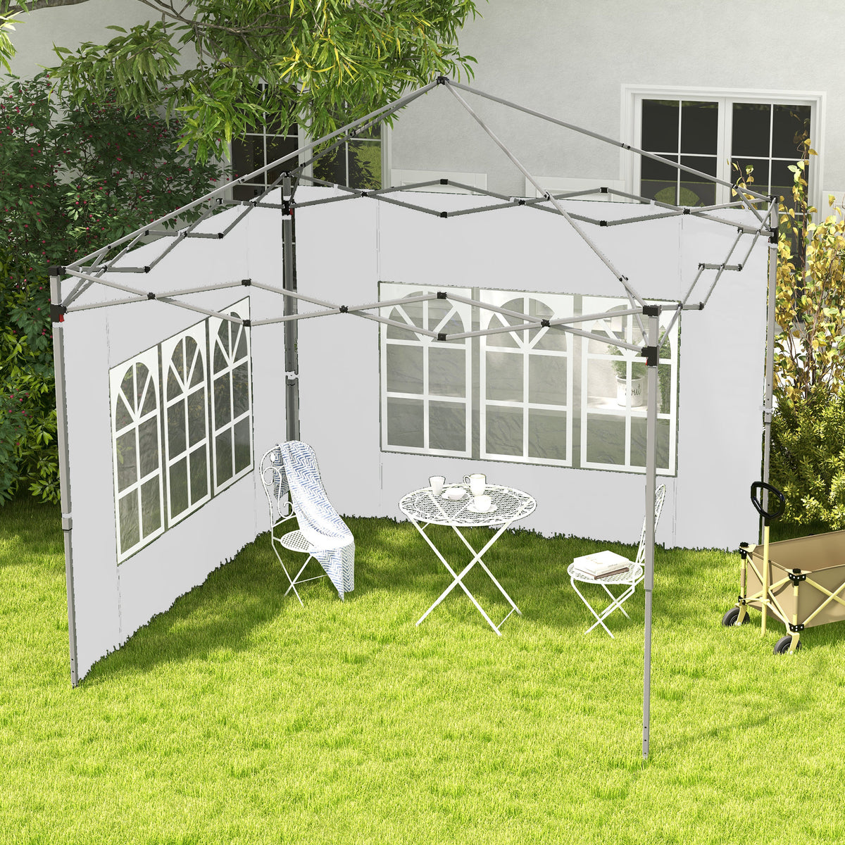 Ikkunalliset sivuseinät pop-up-paviljonkiin 3 x 3 / 3 x 4 m, 2 kpl, valkoinen