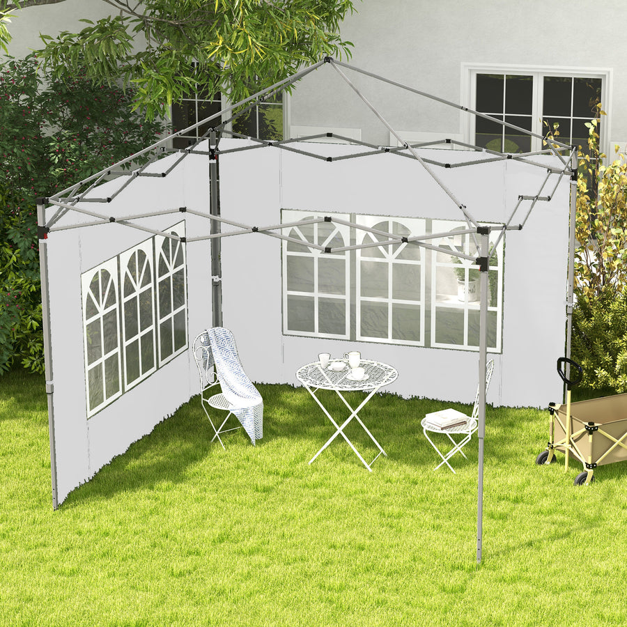 Ikkunalliset sivuseinät pop-up-paviljonkiin 3 x 3 / 3 x 4 m, 2 kpl, valkoinen