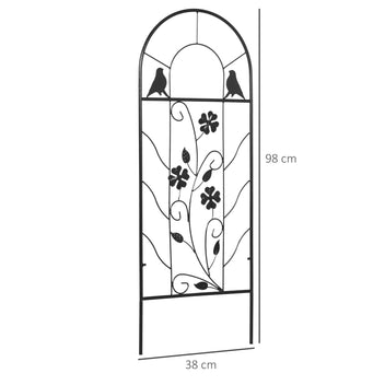 Koristeelliset metallisäleiköt linnuilla ja apilakuviolla, 2 kpl, 38 x 98 cm, musta