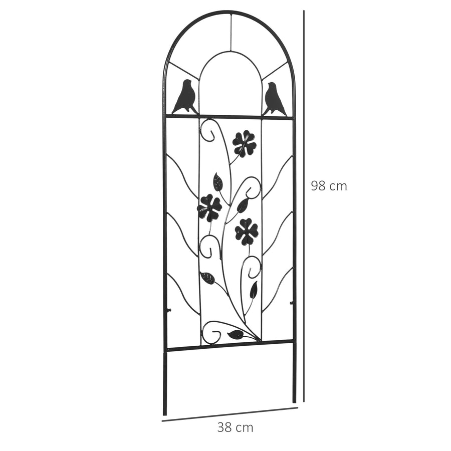 Koristeelliset metallisäleiköt linnuilla ja apilakuviolla, 2 kpl, 38 x 98 cm, musta