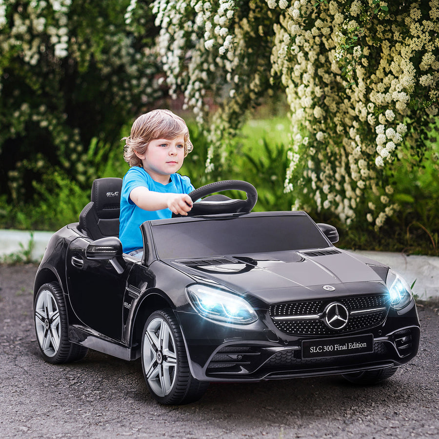 Lasten sähköauto Mercedes SLC 300, kaukosäädin, LED-valot ja musiikki, 3–6 v, musta