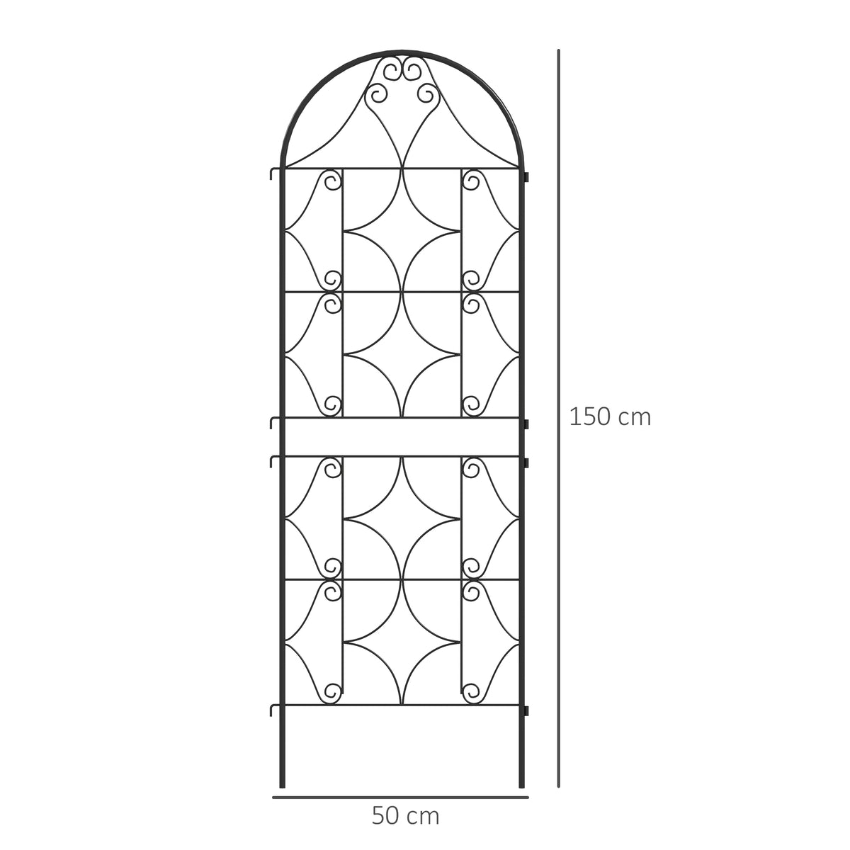 Maahan painettavat metallisäleiköt köynnöksille, 2 kpl, 50 x 150 cm, musta