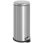 Polkimella avattava roskakori 30 l, pyöreä, ruostumaton teräs, irrotettava sisäastia, hopea/musta