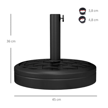 Betonitäytteinen aurinkovarjon jalka, 18 kg, Ø45 cm, musta