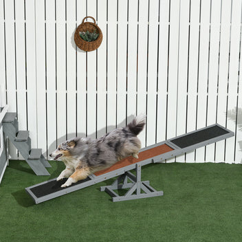 Koiran agility-keinulauta puusta, liukumaton pinta, 180 x 30 x 30 cm, harmaa