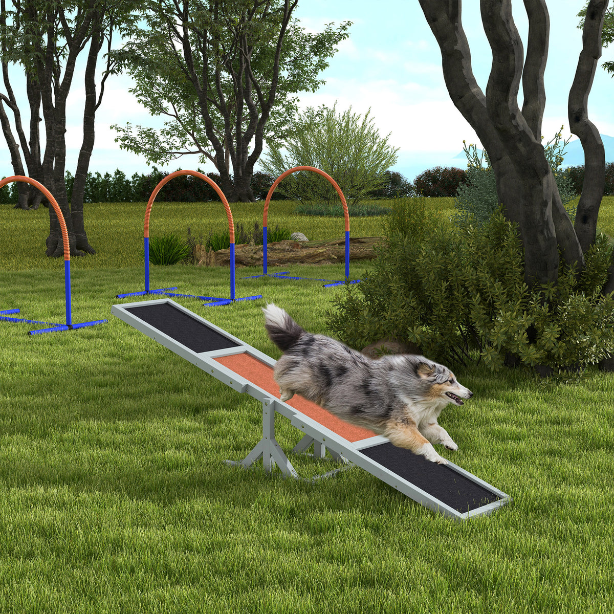 Koiran agility-keinulauta puusta, liukumaton pinta, 180 x 30 x 30 cm, harmaa