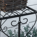 Metallinen nelitasoinen kukkateline, 45 x 24,5 x 80 cm, musta