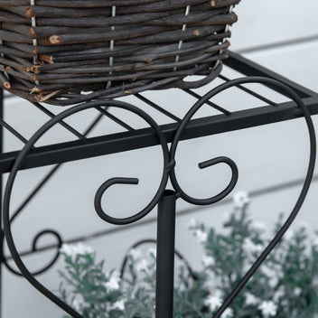 Metallinen nelitasoinen kukkateline, 45 x 24,5 x 80 cm, musta