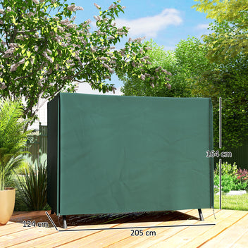 Vedenpitävä suojapeite isolle puutarhakeinulle, 600D Oxford, 205 x 124 x 164 cm, tummanvihreä