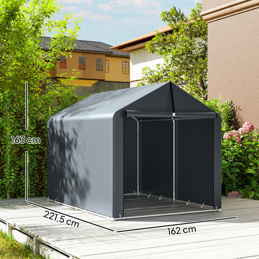Pressuvaja 2,2 x 1,6 m harjakatolla ja rullaovella, UV-kestävä, tummanharmaa