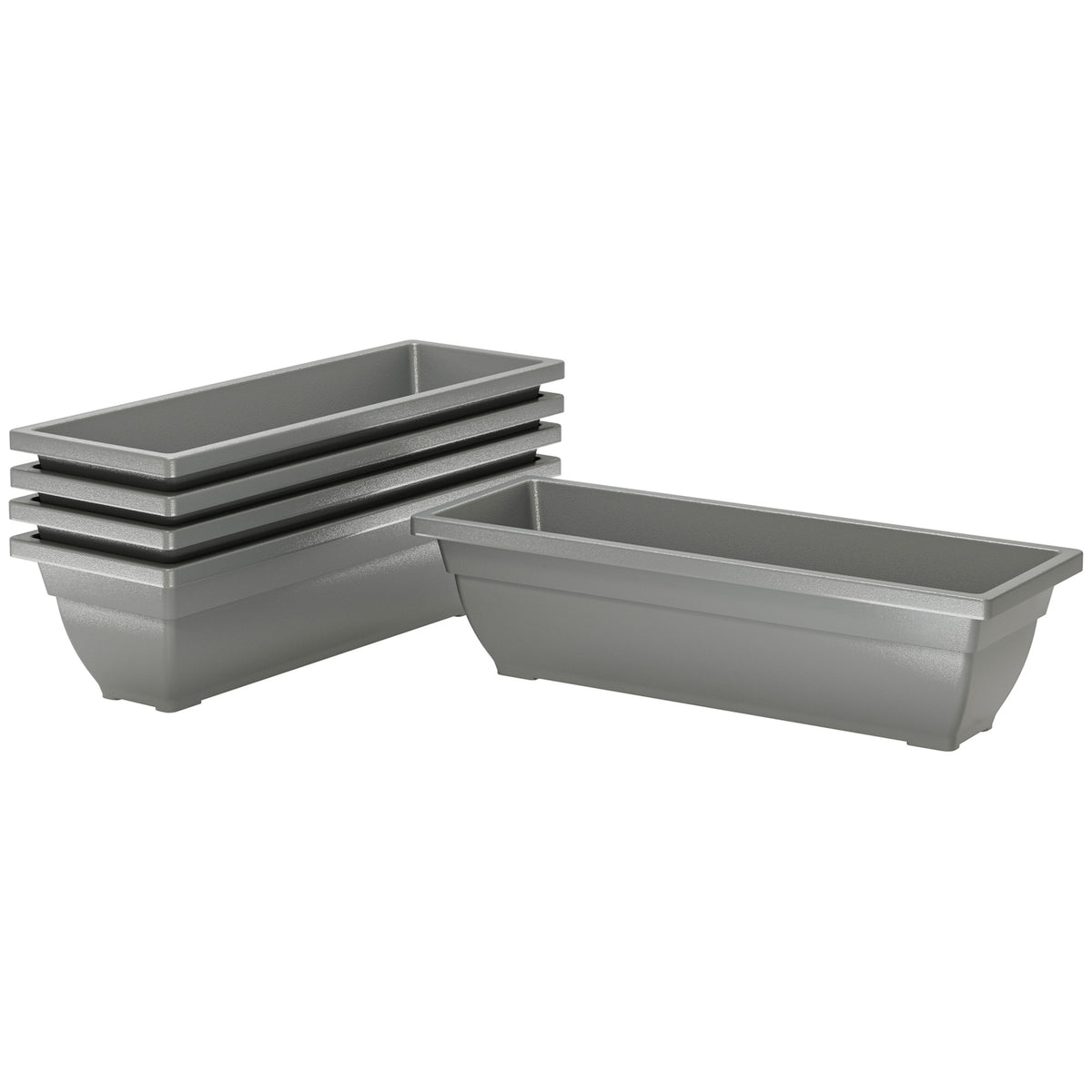 Pinottavat muoviset istutuslaatikot, 5 kpl, 59 x 21 x 16 cm, harmaa