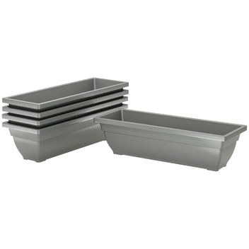 Pinottavat muoviset istutuslaatikot, 5 kpl, 59 x 21 x 16 cm, harmaa