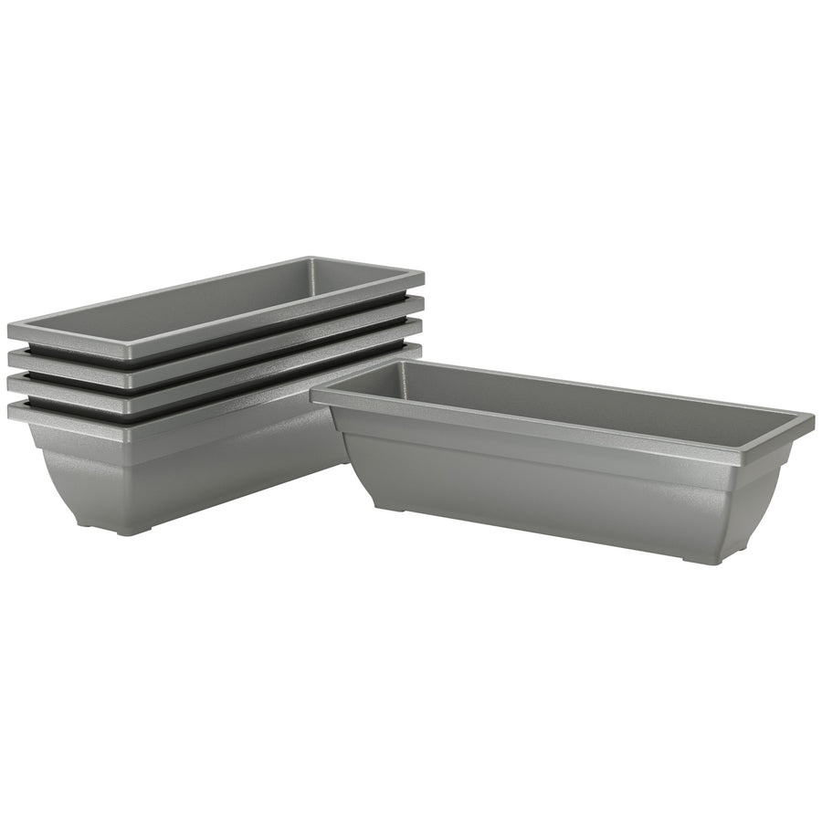 Pinottavat muoviset istutuslaatikot, 5 kpl, 59 x 21 x 16 cm, harmaa