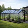 Växthus 10 m² – hybrid, sockel, rännor, 2 öppningsbara fönster