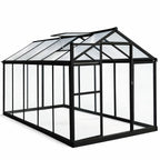 Hybridikasvihuone 5,4 m² – 302 x 190 x 195 cm, polykarbonaattikatto, musta