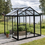 Pohjola Garden Hybrid Kasvihuone 3,3m², Tukeva Runko, Kirkas Seinäpaneeli, Sokkeli