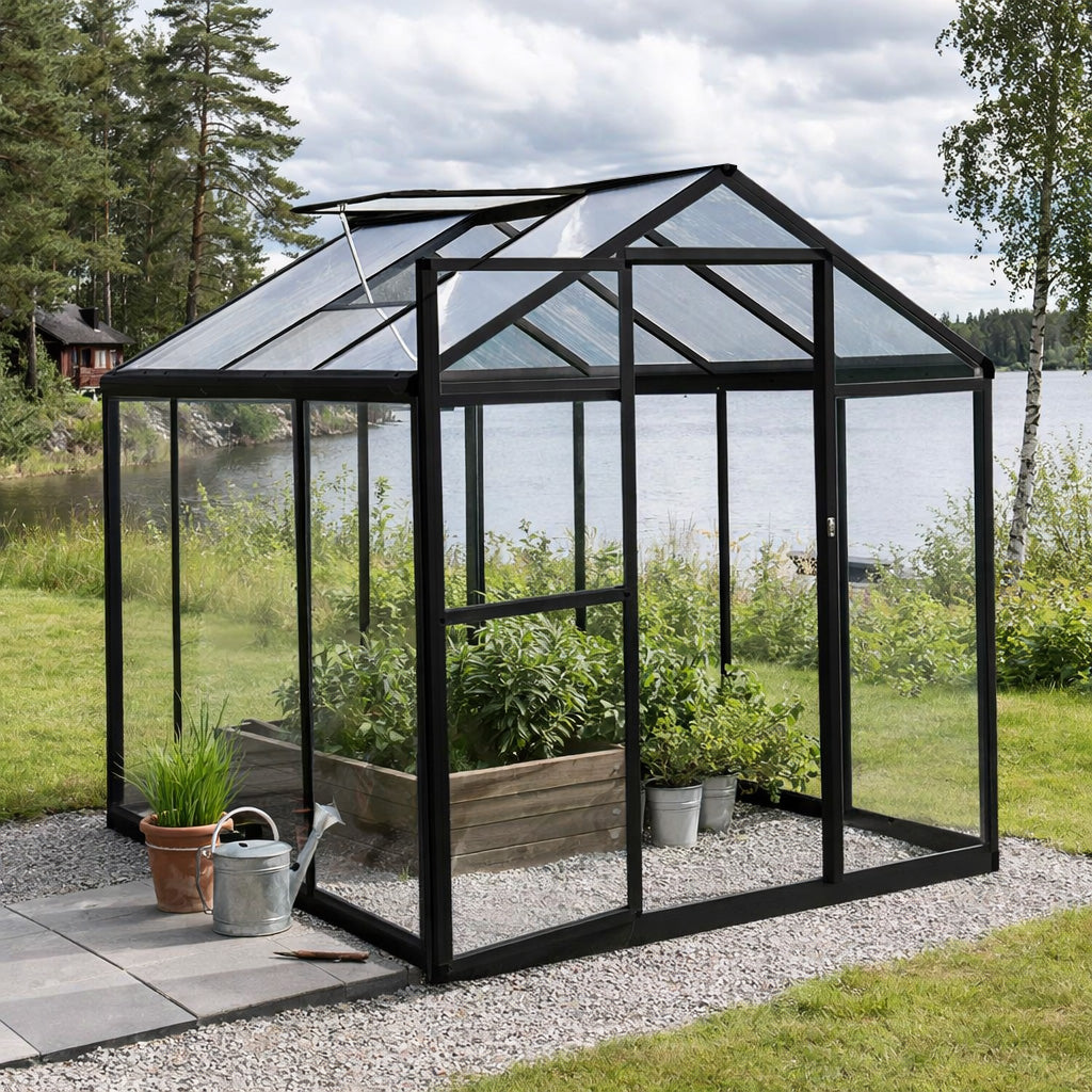 Hybridikasvihuone 3,3 m² – 182 x 190 x 195 cm, polykarbonaattikatto, sokkeli