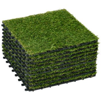 Tekonurmilaatat, 10 kpl, 30 x 30 cm, nukka 25 mm, vihreä (6 500 kuitua/m²)