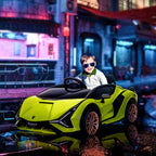 Lasten sähköauto Lamborghini Sián SUV 12V, kaukosäädin ja musiikki, 3–5 v, vihreä