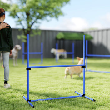 Koiran agility-esteet 4 kpl, korkeus säädettävä, kantolaukku, 99 x 65 x 94 cm, sininen