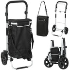 Ostoskärry 3-in-1 kylmälokerolla, 40 l irrotettava kassi, kokoontaitettava, 25 kg, musta