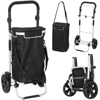 Ostoskärry 3-in-1 kylmälokerolla, 40 l irrotettava kassi, kokoontaitettava, 25 kg, musta