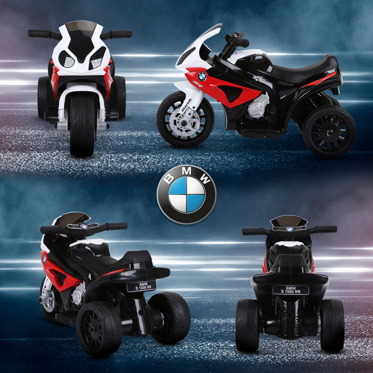 Lasten sähkömoottoripyörä BMW S1000RR 6V, musiikki ja ajovalo, 18–36 kk, punainen