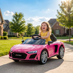 Lasten sähköauto Audi R8 Spyder, litiumakku, kaukosäädin, takajousitus, 3–6 v, pinkki