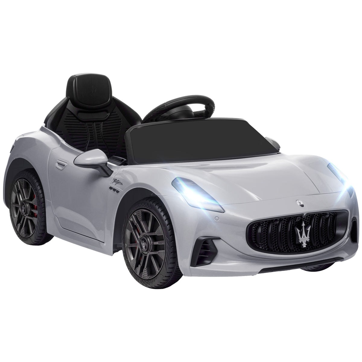Lasten sähköauto Maserati GranTurismo Folgore 12V, kaukosäädin, LED-valot, 3–5 v, harmaa