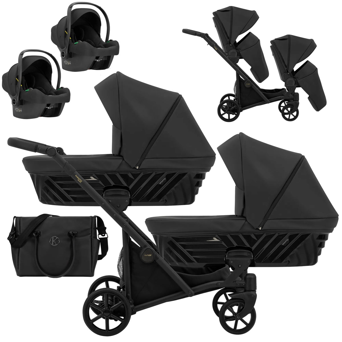 Kunert Ivento Duo 3-in-1 sisarusvaunut kahdella Cosmo-turvakaukalolla, useita värejä