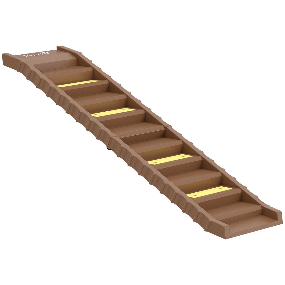 Kokoontaitettava koiran autoramppi 10 askelmalla, liukumaton, 25 kg asti, 154 x 40 cm, ruskea