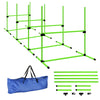 Koiran agility-esteet 4 kpl, korkeus säädettävä, kantolaukku, 99 x 65 x 94 cm, vihreä