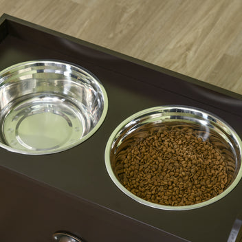 Koiran ruokintateline 21 l vetolaatikolla ja 2 RST-kupilla 2 l, isoille koirille, ruskea