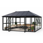 Glaspaviljong 288 x 426 cm – 12,28 m², 2 dörrar, 2 ventilationsfönster