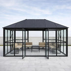 Glaspaviljong 288 x 426 cm – 12,28 m², 2 dörrar, 2 ventilationsfönster