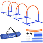 Koiran agility-kaaret 4 kpl aloittelijoille, kantolaukku, 88 x 64 x 95 cm, sininen/oranssi