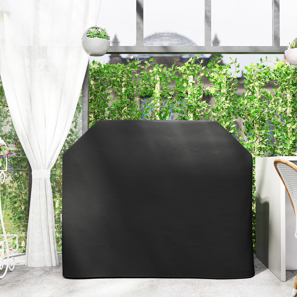 Vedenpitävä grillin suojapeite, 147 x 61 x 120 cm, musta