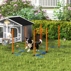 Koiran agility-pujottelukepit, suora tai porrastettu, maapiikit ja kantolaukku, oranssi