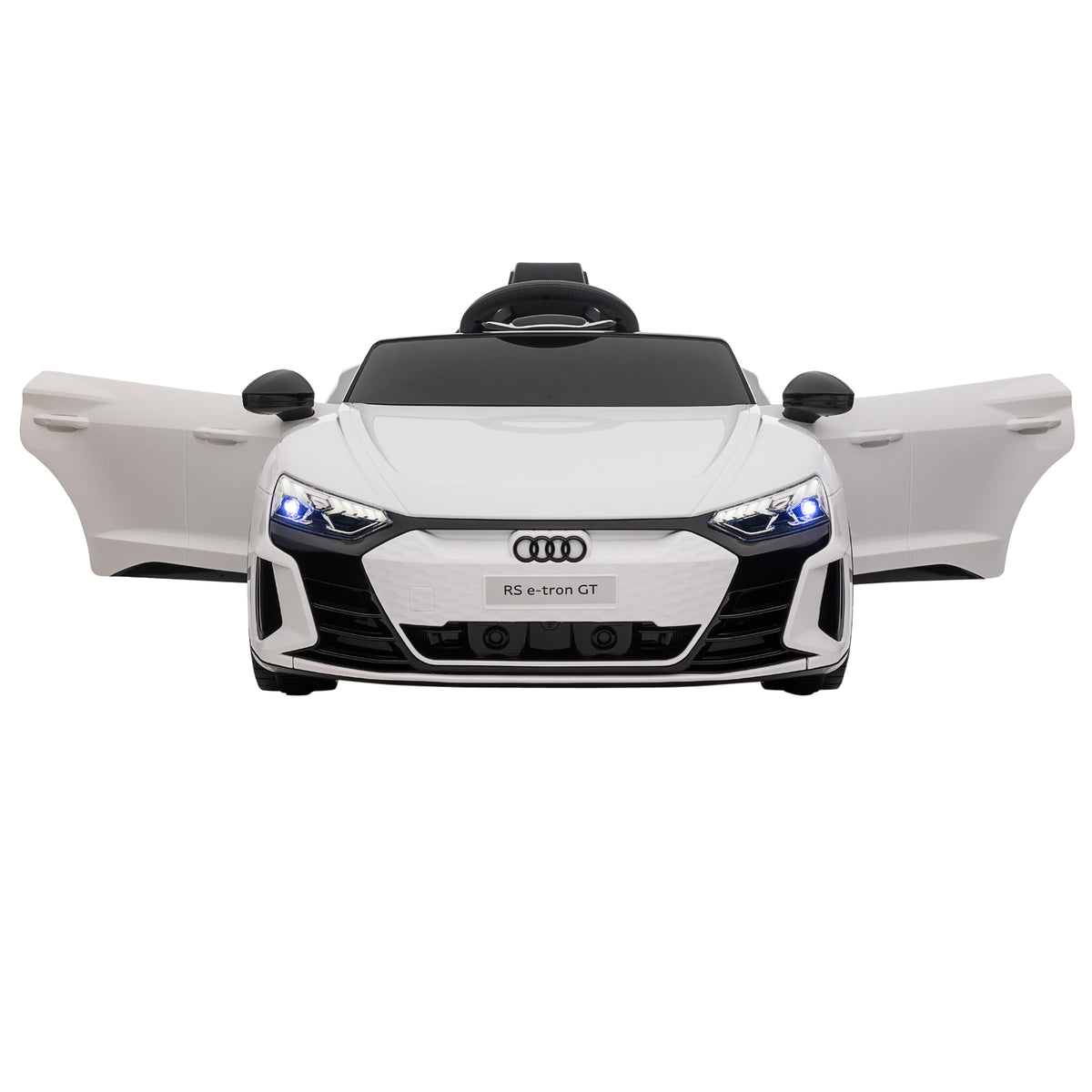 Lasten sähköauto Audi RS e-tron GT, kaukosäädin, turvavyö ja valot, 3–5 v, valkoinen