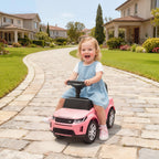 Lasten potkuauto Land Rover Discovery, äänitorvi ja moottoriäänet, säilytystila, 18–36 kk, pinkki