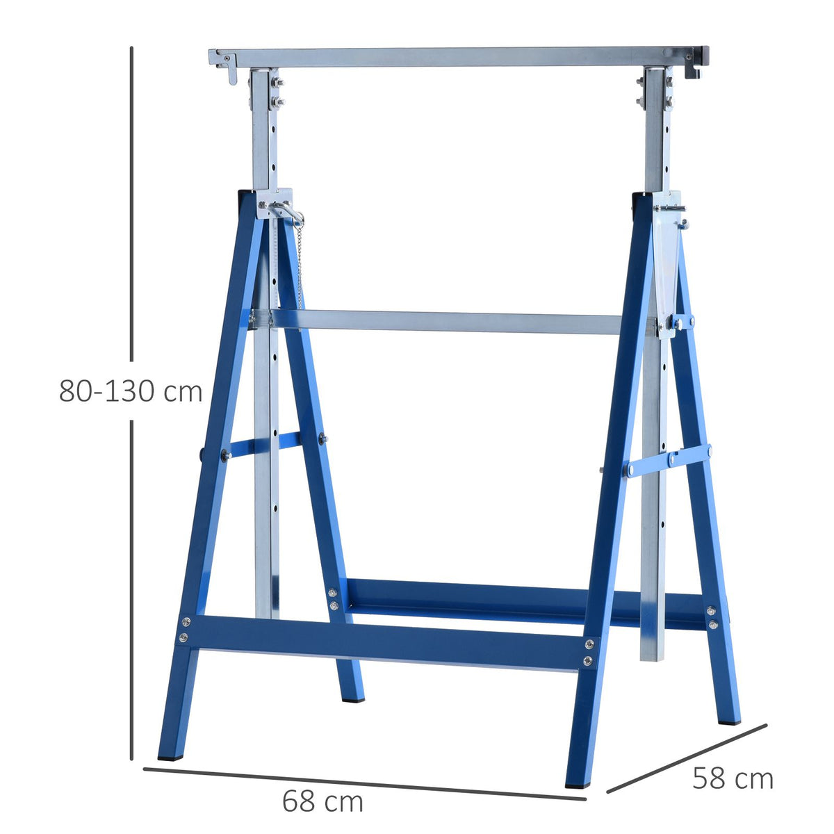 Telinepukki 2 kpl, korkeussäädettävä 80–130 cm, kokoontaitettava, kantavuus 200 kg, sininen