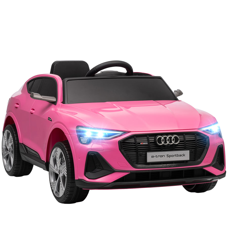 Lasten sähköauto Audi e-tron 12V, kaukosäädin, turvavyö ja musiikki, 3–5 v, pinkki
