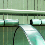 Matala tunnelikasvihuone kolmella vetoketjuovella, 350 x 100 x 80 cm, vihreä