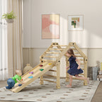 Kiipeilykolmio 3-in-1 tikkailla ja liukumäki/kiipeilyseinällä, puu, 1,5–4 v