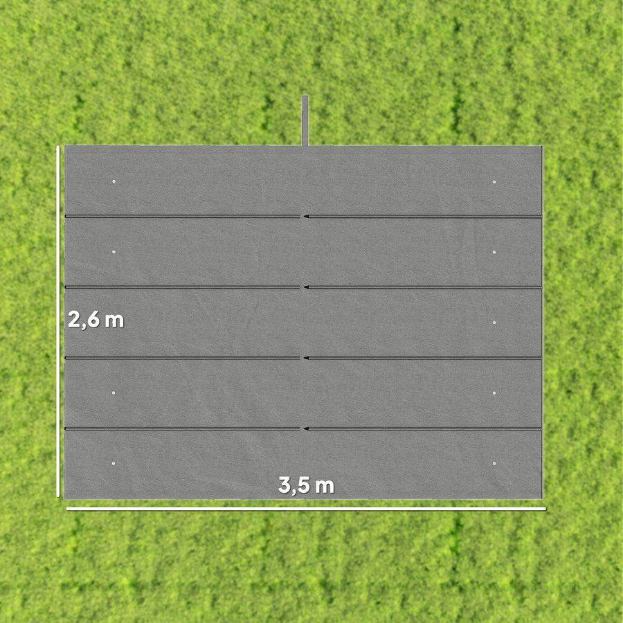 Varakangas 4 x 3 m pergolaan liukukatolla, 350 x 260 cm, vaaleanharmaa