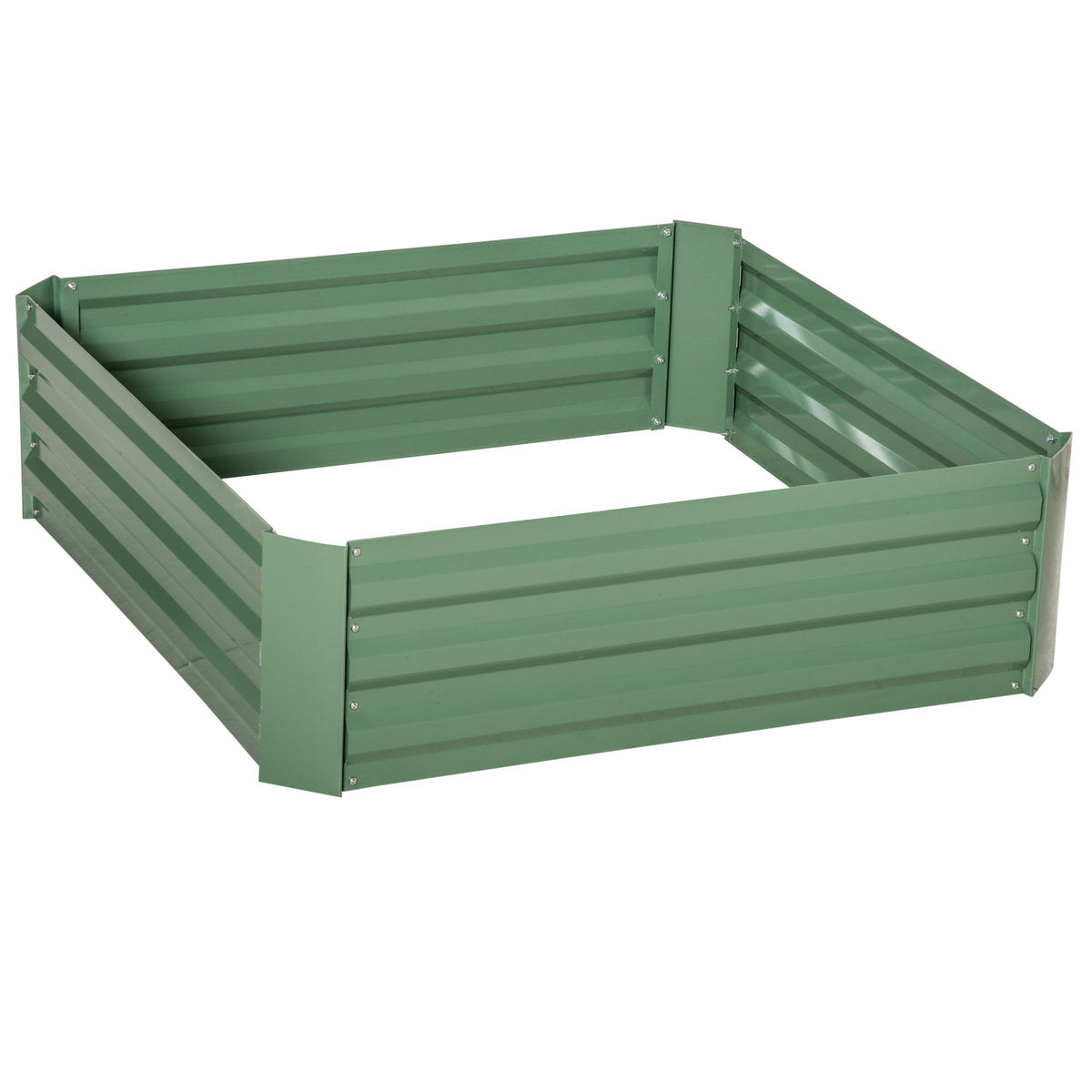 Metalliset kasvatuslaatikot avoimella pohjalla, 2 kpl, 100 x 100 x 30 cm, vihreä