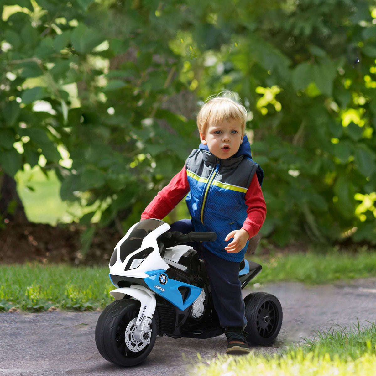 Lasten sähkömoottoripyörä BMW S1000RR 6V, musiikki ja ajovalo, 18–36 kk, sininen